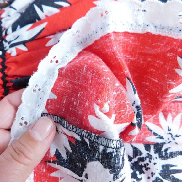 VTG Fancy Fashions Texas Square Dance 2-Pc Dress Skirt Blouse Red Black Ruffles - Picture 10 of 16